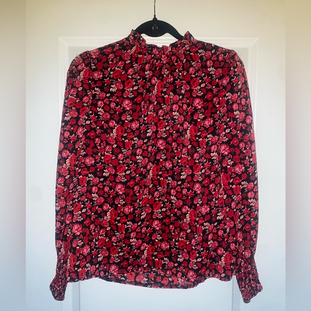 Red Floral SHEIN Blouse, Size XS, Worn Once, Great Condition